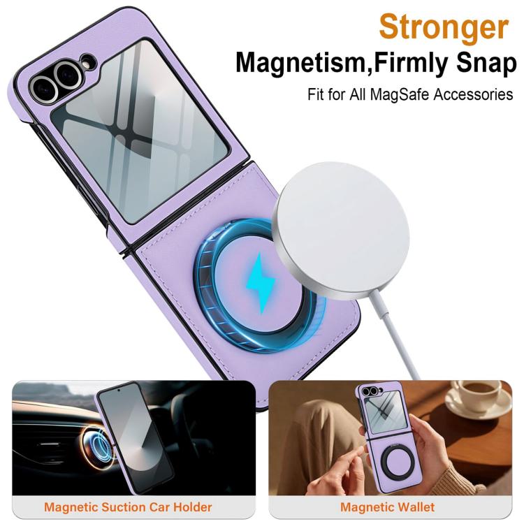 For Samsung Galaxy Z Flip5 Folding Rotation Holder MagSafe Film Integrated Leather Phone Case