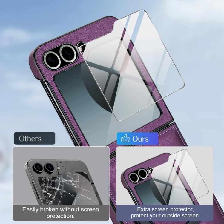 For Samsung Galaxy Z Flip5 Folding Rotation Holder MagSafe Film Integrated Leather Phone Case