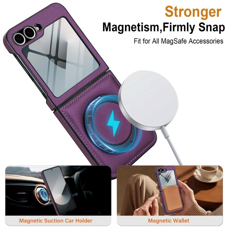 For Samsung Galaxy Z Flip5 Folding Rotation Holder MagSafe Film Integrated Leather Phone Case