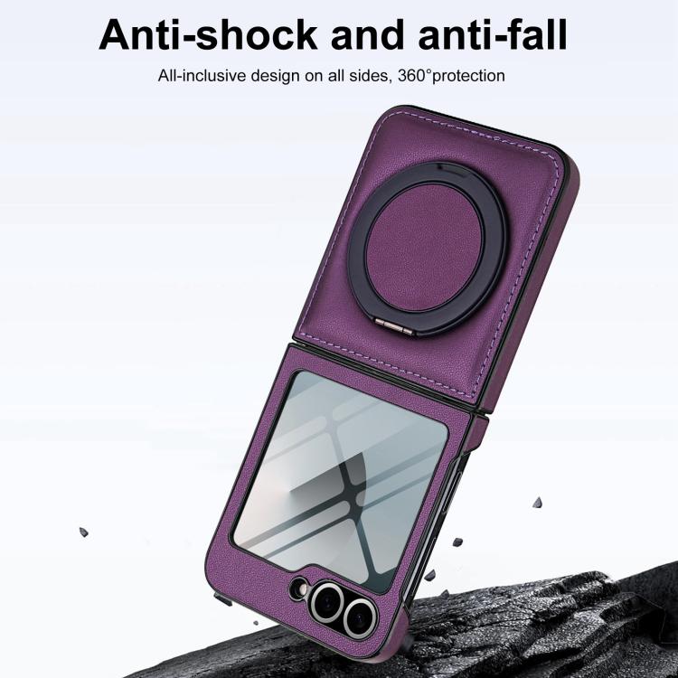 For Samsung Galaxy Z Flip5 Folding Rotation Holder MagSafe Film Integrated Leather Phone Case