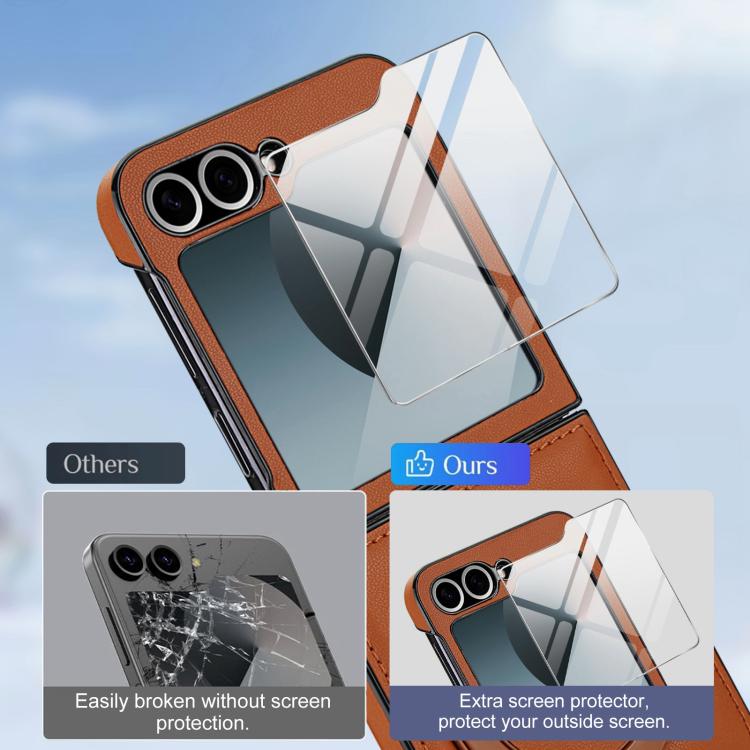 For Samsung Galaxy Z Flip5 Folding Rotation Holder MagSafe Film Integrated Leather Phone Case