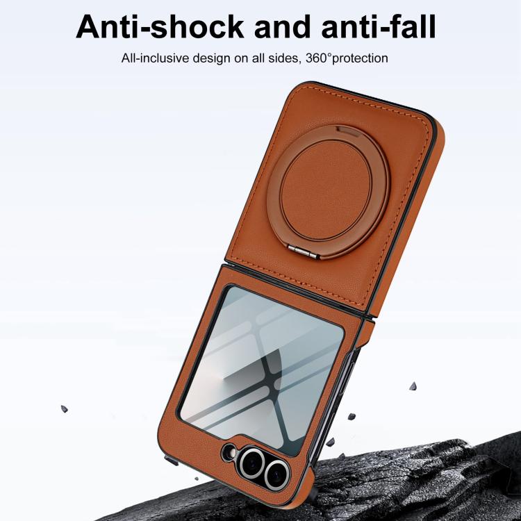 For Samsung Galaxy Z Flip5 Folding Rotation Holder MagSafe Film Integrated Leather Phone Case