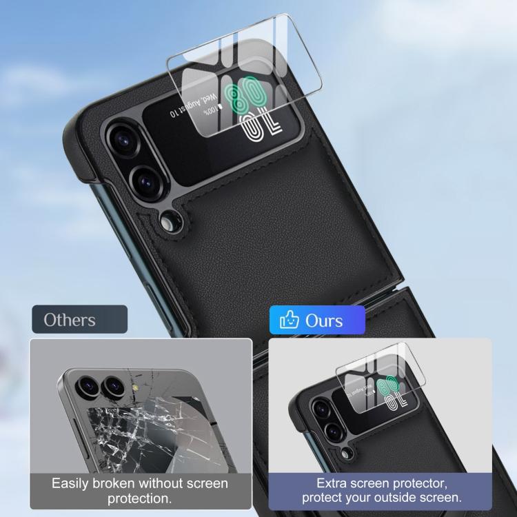 For Samsung Galaxy Z Flip4 Folding Rotation Holder MagSafe Film Integrated Leather Phone Case
