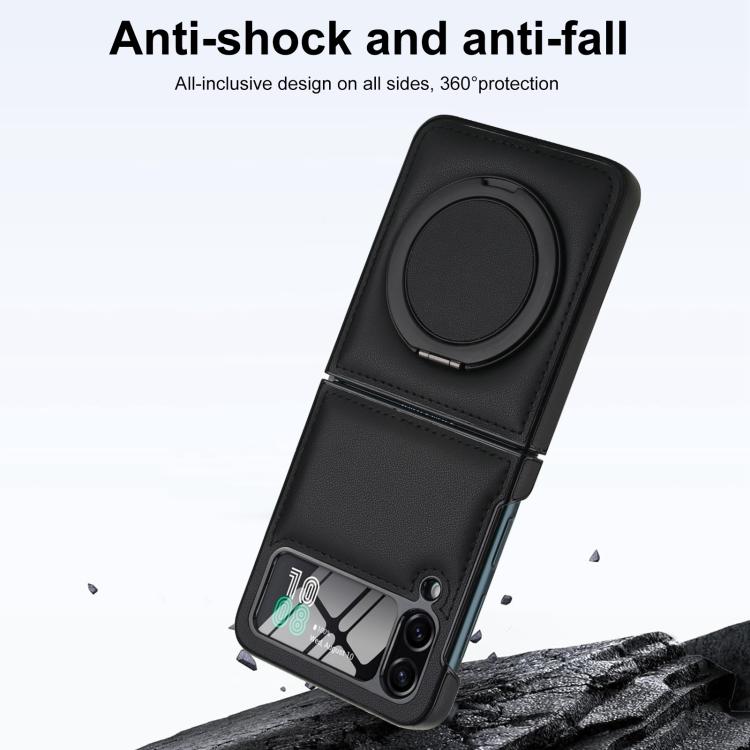 For Samsung Galaxy Z Flip4 Folding Rotation Holder MagSafe Film Integrated Leather Phone Case