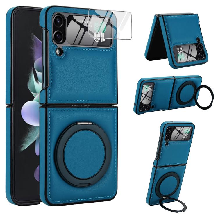 For Samsung Galaxy Z Flip4 Folding Rotation Holder MagSafe Film Integrated Leather Phone Case