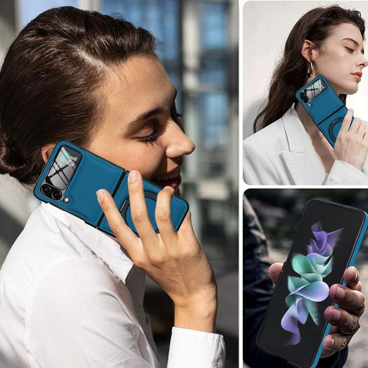 For Samsung Galaxy Z Flip4 Folding Rotation Holder MagSafe Film Integrated Leather Phone Case