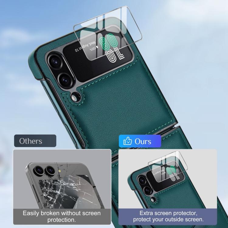 For Samsung Galaxy Z Flip4 Folding Rotation Holder MagSafe Film Integrated Leather Phone Case