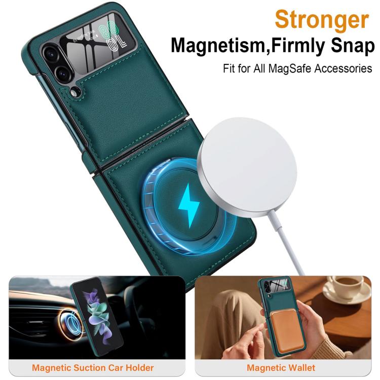 For Samsung Galaxy Z Flip4 Folding Rotation Holder MagSafe Film Integrated Leather Phone Case