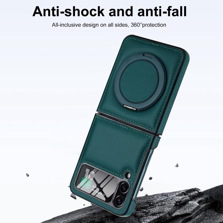 For Samsung Galaxy Z Flip4 Folding Rotation Holder MagSafe Film Integrated Leather Phone Case