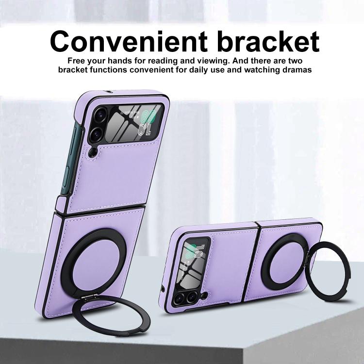For Samsung Galaxy Z Flip4 Folding Rotation Holder MagSafe Film Integrated Leather Phone Case