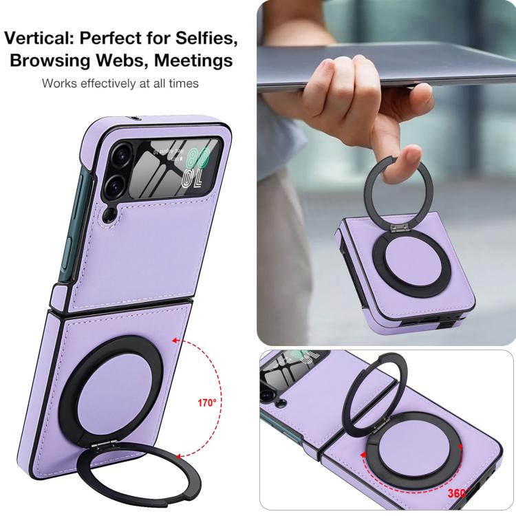 For Samsung Galaxy Z Flip4 Folding Rotation Holder MagSafe Film Integrated Leather Phone Case