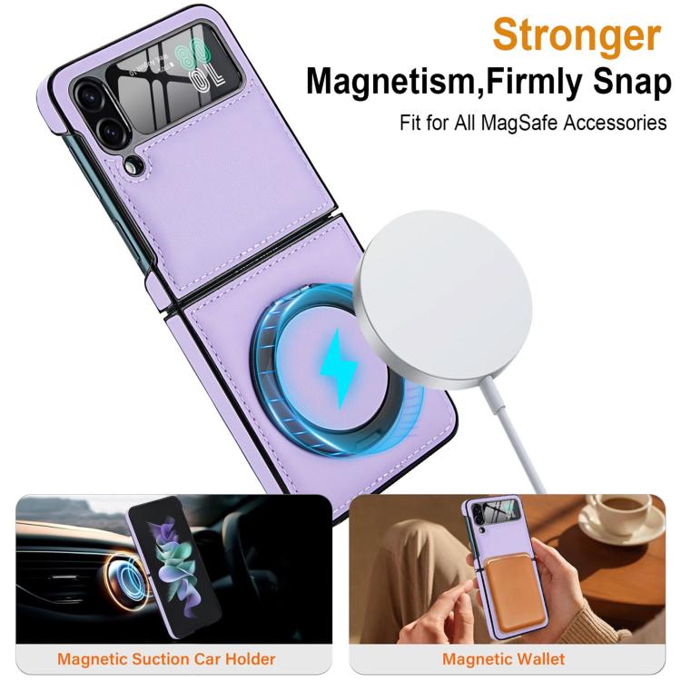 For Samsung Galaxy Z Flip4 Folding Rotation Holder MagSafe Film Integrated Leather Phone Case