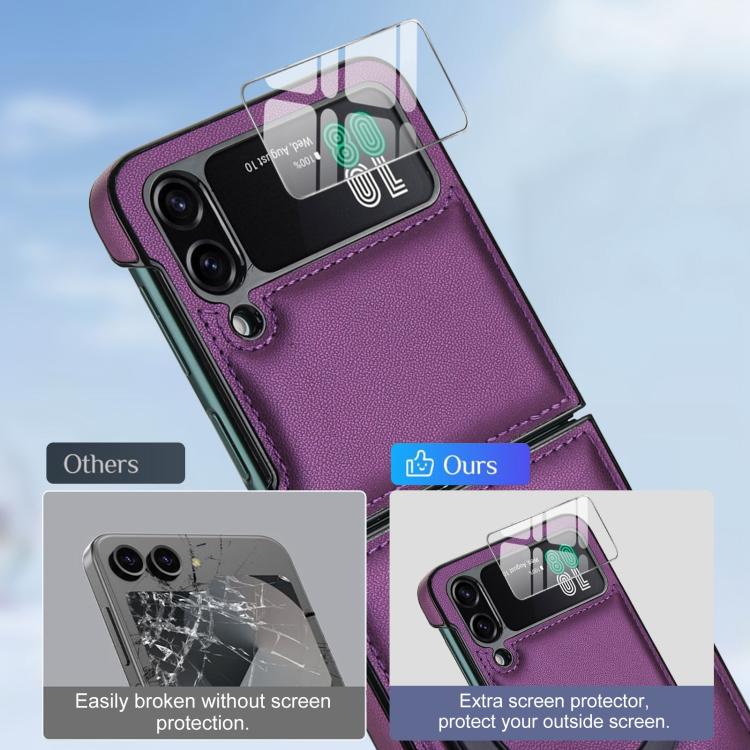 For Samsung Galaxy Z Flip4 Folding Rotation Holder MagSafe Film Integrated Leather Phone Case