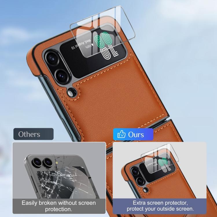 For Samsung Galaxy Z Flip4 Folding Rotation Holder MagSafe Film Integrated Leather Phone Case