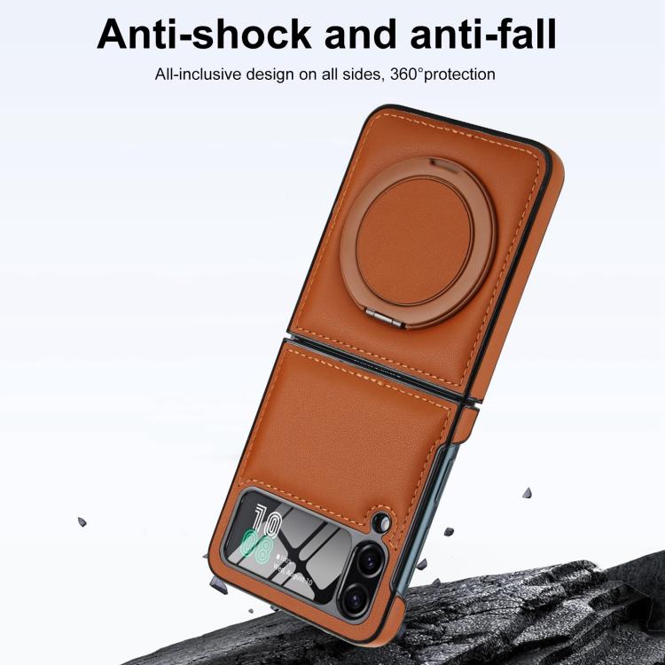 For Samsung Galaxy Z Flip4 Folding Rotation Holder MagSafe Film Integrated Leather Phone Case