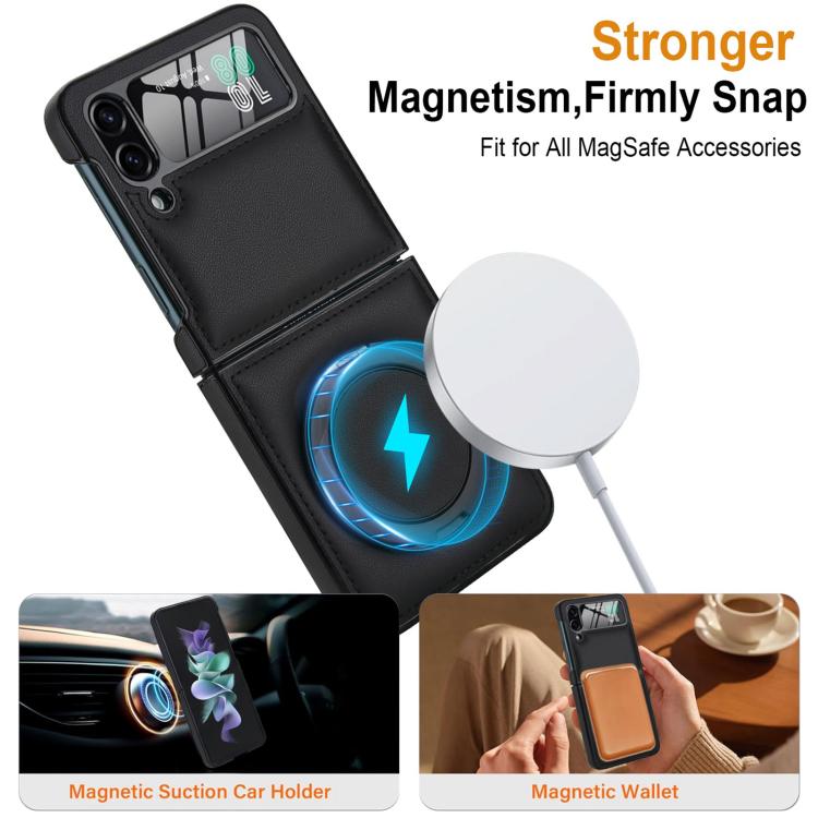 For Samsung Galaxy Z Flip3 5G Folding Rotation Holder MagSafe Film Integrated Leather Phone Case
