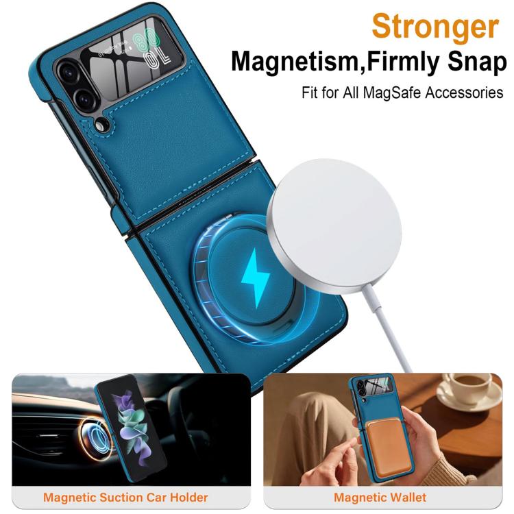 For Samsung Galaxy Z Flip3 5G Folding Rotation Holder MagSafe Film Integrated Leather Phone Case