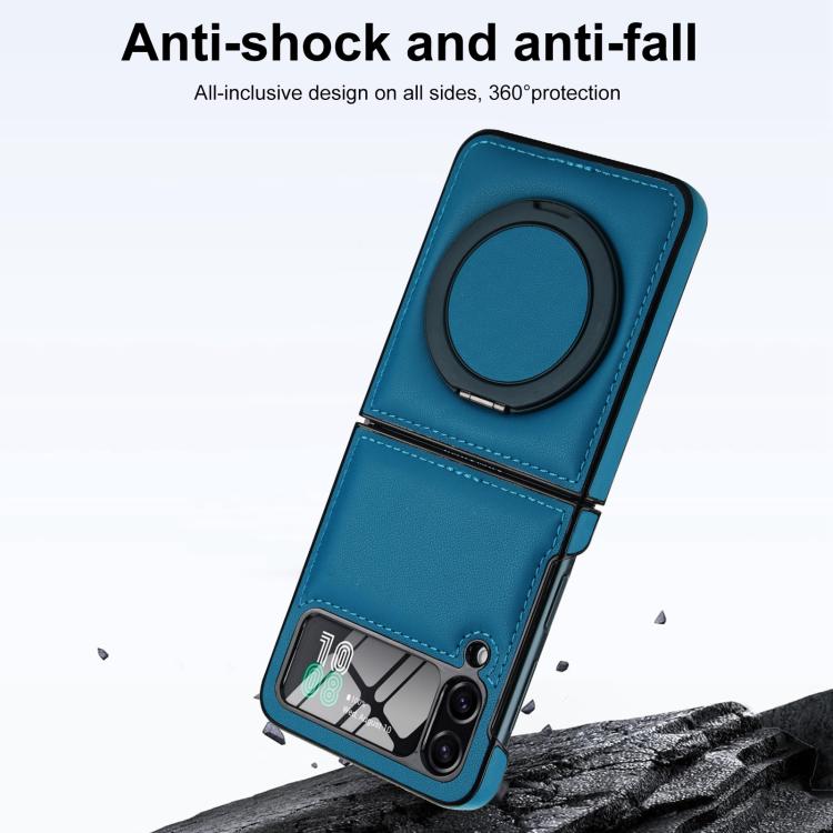 For Samsung Galaxy Z Flip3 5G Folding Rotation Holder MagSafe Film Integrated Leather Phone Case