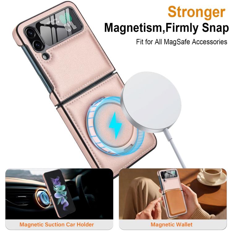 For Samsung Galaxy Z Flip3 5G Folding Rotation Holder MagSafe Film Integrated Leather Phone Case