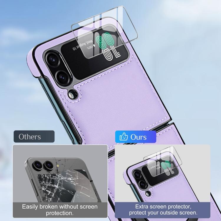 For Samsung Galaxy Z Flip3 5G Folding Rotation Holder MagSafe Film Integrated Leather Phone Case