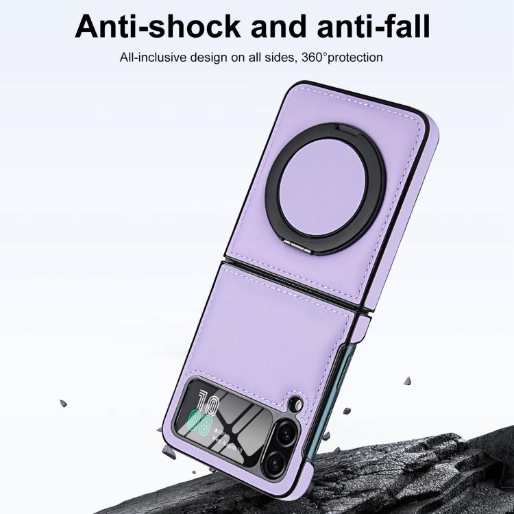 For Samsung Galaxy Z Flip3 5G Folding Rotation Holder MagSafe Film Integrated Leather Phone Case