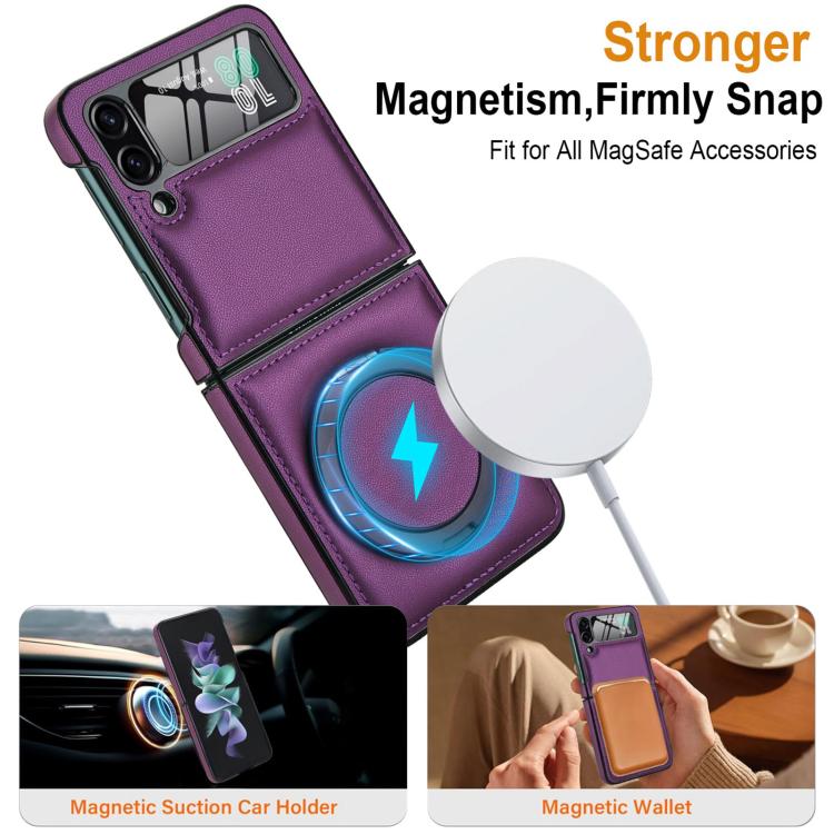For Samsung Galaxy Z Flip3 5G Folding Rotation Holder MagSafe Film Integrated Leather Phone Case