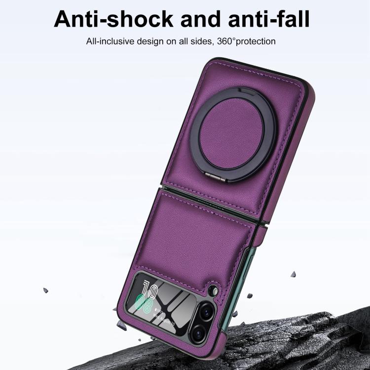 For Samsung Galaxy Z Flip3 5G Folding Rotation Holder MagSafe Film Integrated Leather Phone Case