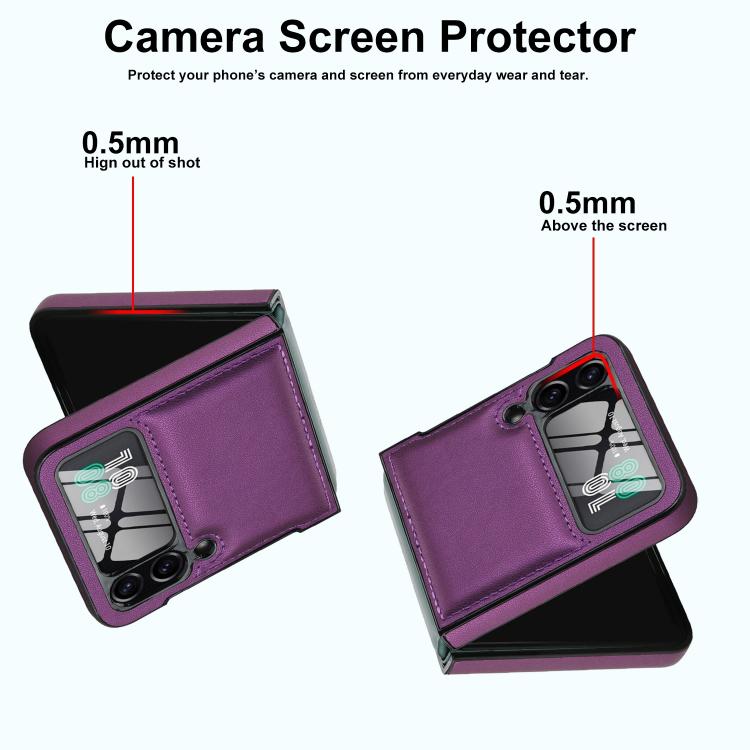 For Samsung Galaxy Z Flip3 5G Folding Rotation Holder MagSafe Film Integrated Leather Phone Case