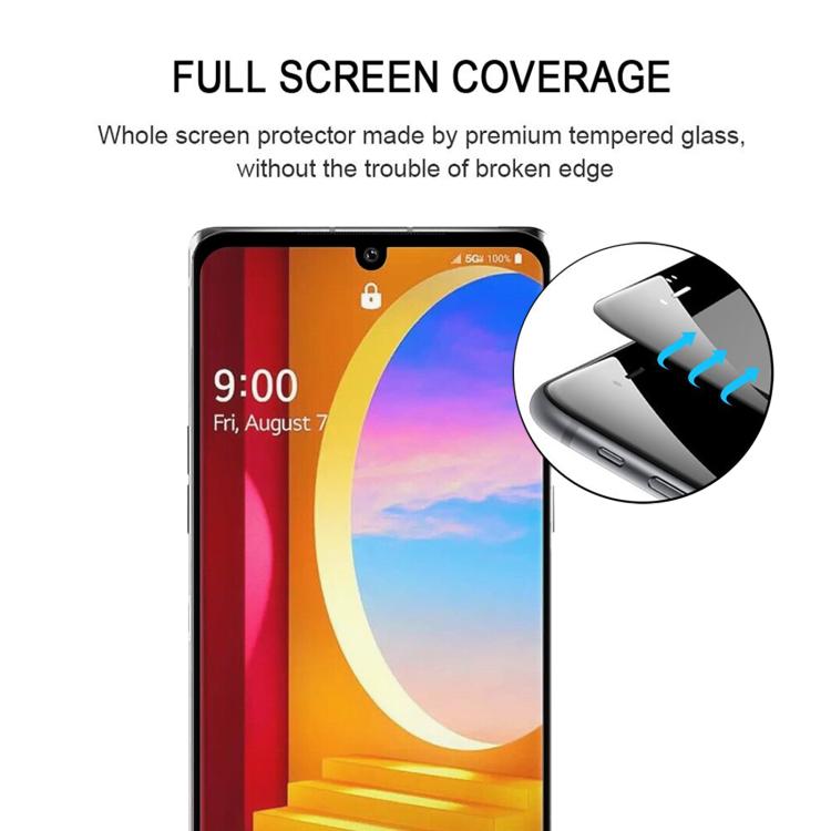 For LG G9 Full Glue 9H HD 3D Curved Edge Tempered Glass Film - Black