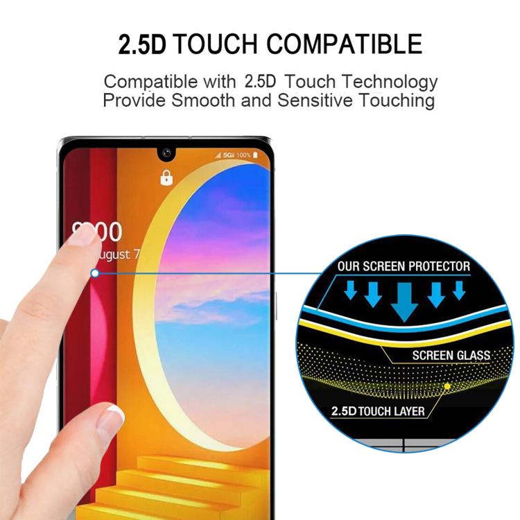 For LG Velvet Full Glue 9H HD 3D Curved Edge Tempered Glass Film - Black