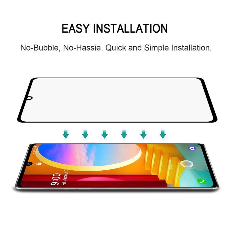 For LG Velvet Full Glue 9H HD 3D Curved Edge Tempered Glass Film - Black