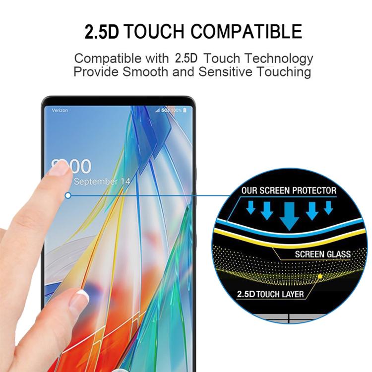 For LG Wing 5G Full Glue 9H HD 3D Curved Edge Tempered Glass Film - Black