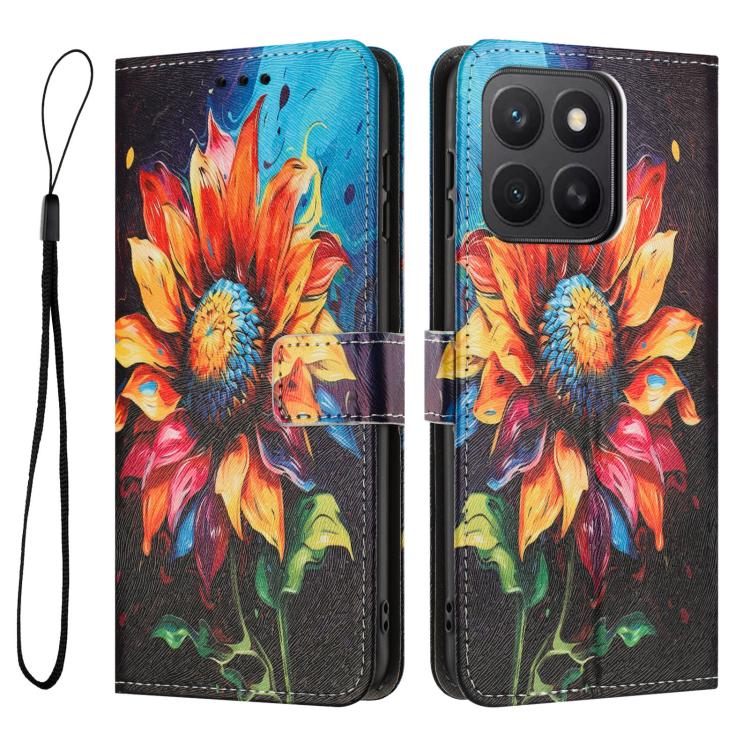 For Honor X8c 4G Global Color Drawing Pattern Leather Phone Case