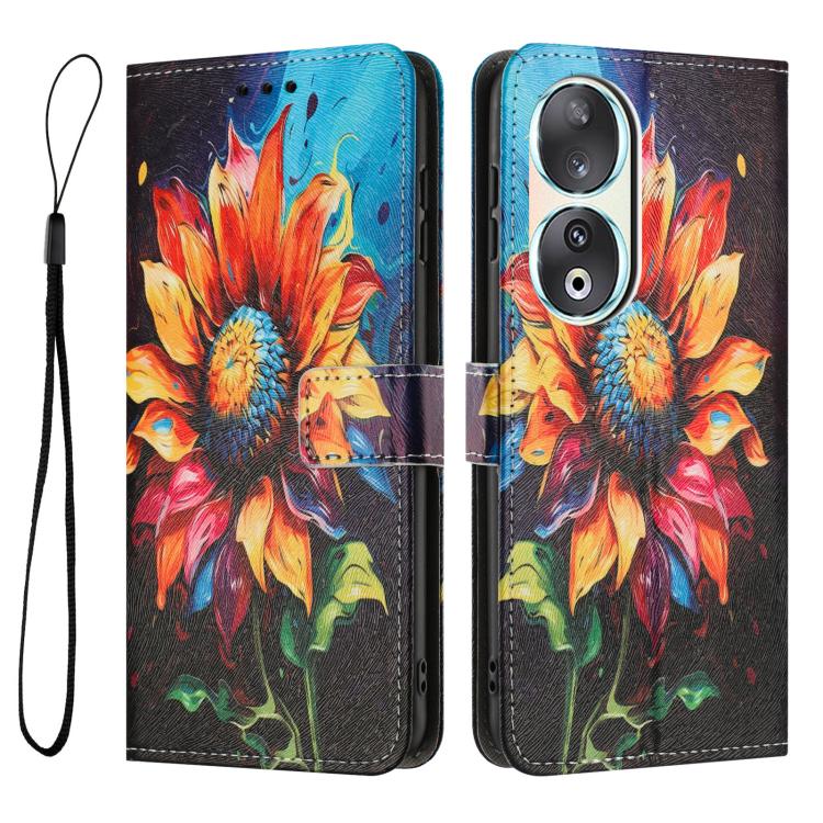 For Honor 90 Color Drawing Pattern Leather Phone Case