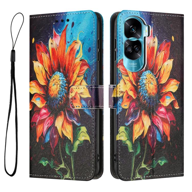 For Honor 90 Lite / X50i 5G Color Drawing Pattern Leather Phone Case