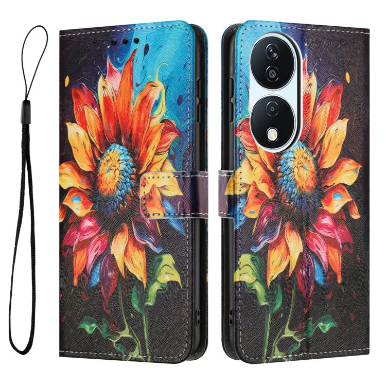 For Honor X7b / X7b 5G Color Drawing Pattern Leather Phone Case