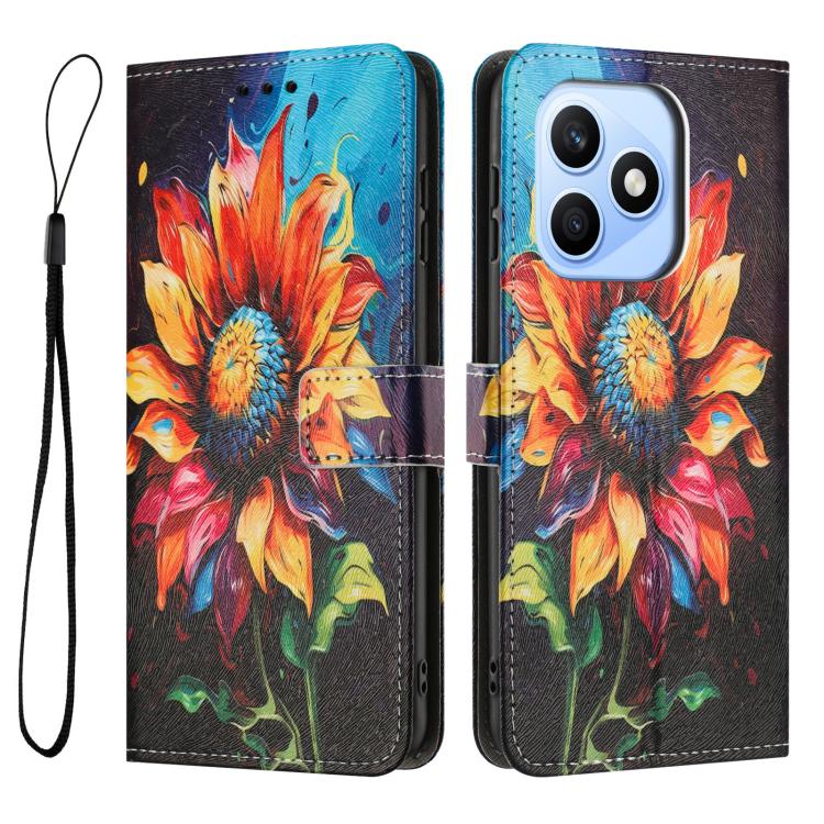 For Honor X8d 4G Color Drawing Pattern Leather Phone Case