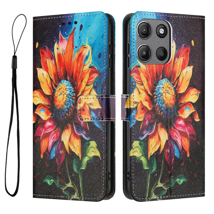 For Motorola Moto G17 / G17 Power 4G Color Drawing Pattern Leather Phone Case