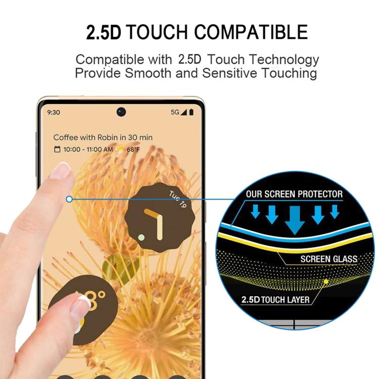 For Google Pixel 6 Pro Full Glue 9H HD 3D Curved Edge Tempered Glass Film - Black