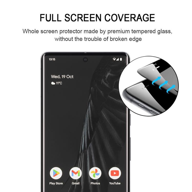 For Google Pixel 7 Pro 5G Full Glue 9H HD 3D Curved Edge Tempered Glass Film - Black