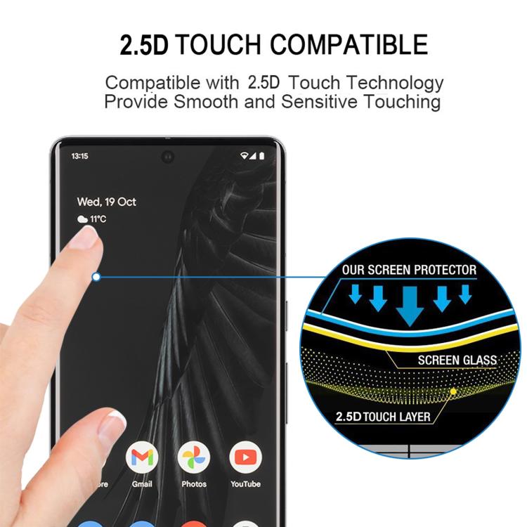 For Google Pixel 7 Pro 5G Full Glue 9H HD 3D Curved Edge Tempered Glass Film - Black