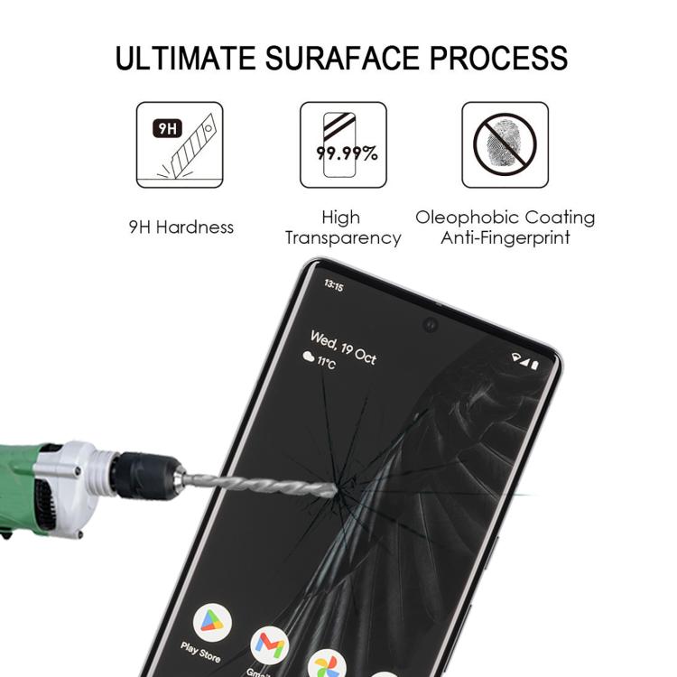 For Google Pixel 7 Pro 5G Full Glue 9H HD 3D Curved Edge Tempered Glass Film - Black