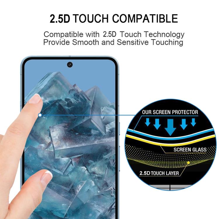 For Google Pixel 8 Pro 25pcs Full Glue 9H HD 3D Curved Edge Tempered Glass Film - Black