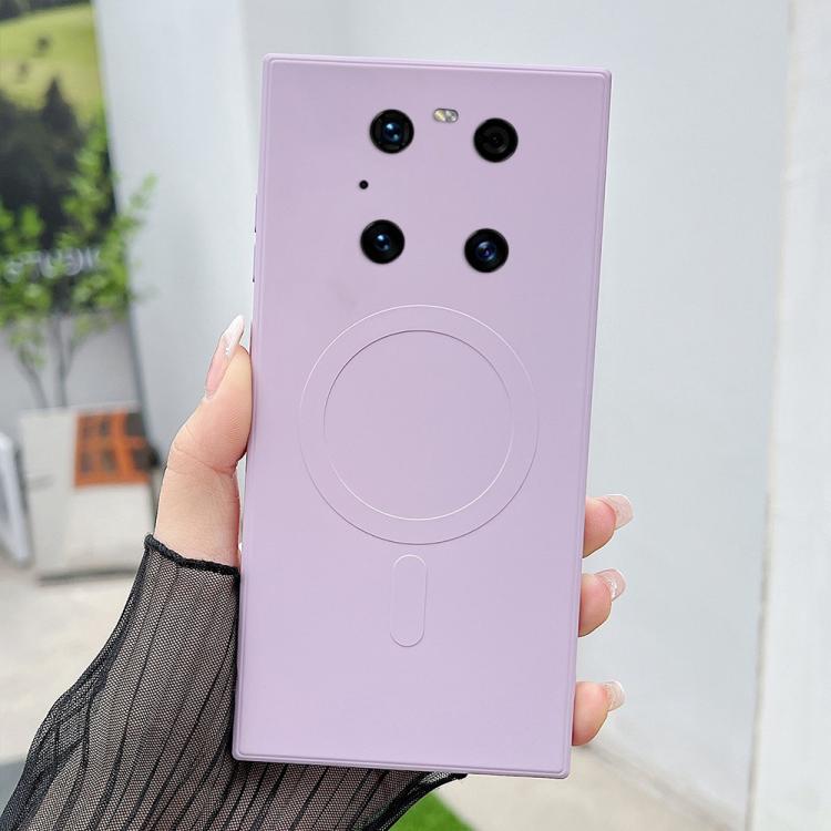 For Huawei Mate 40 Pro Solid Color Liquid Silicone MagSafe Magnetic Phone Case
