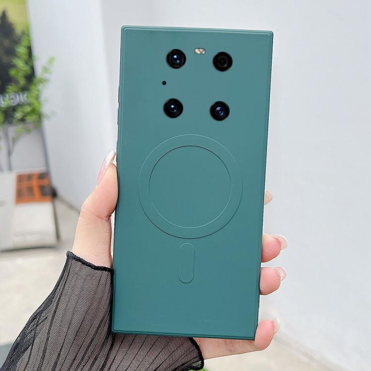 For Huawei Mate 40 Pro Solid Color Liquid Silicone MagSafe Magnetic Phone Case