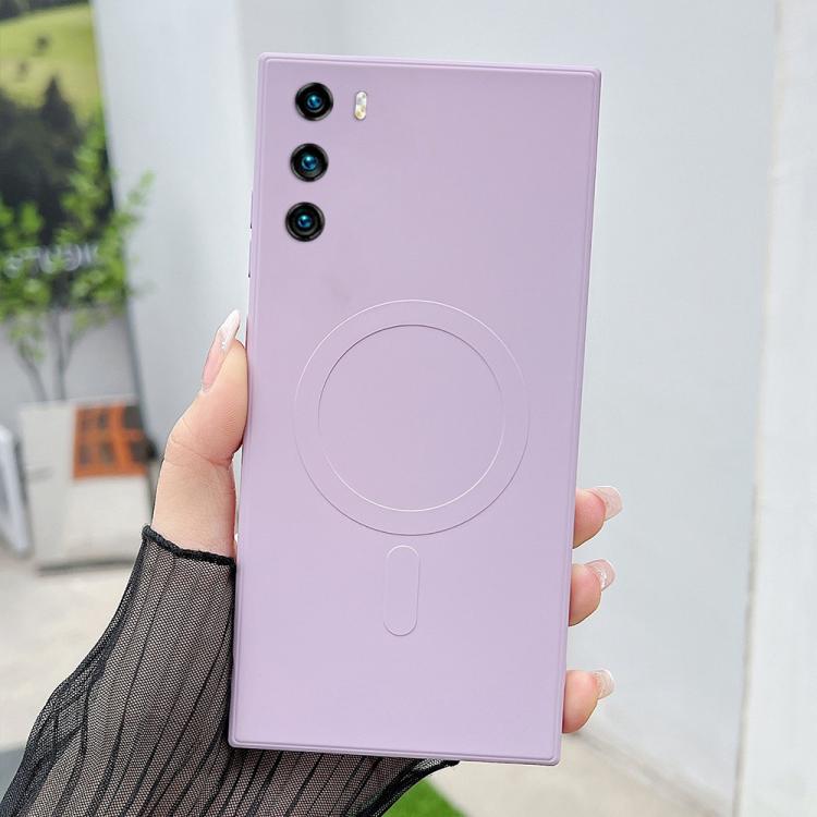 For Huawei P40 Solid Color Liquid Silicone MagSafe Magnetic Phone Case