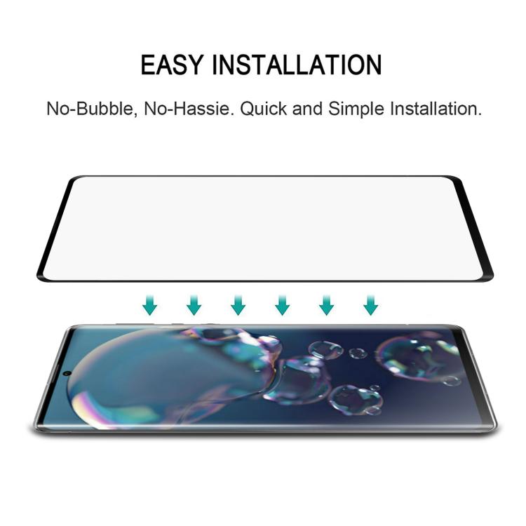 For Sharp Aquos R6 Full Glue 9H HD 3D Curved Edge Tempered Glass Film - Black