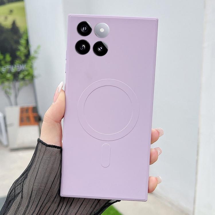 For Xiaomi 14 Solid Color Liquid Silicone MagSafe Magnetic Phone Case