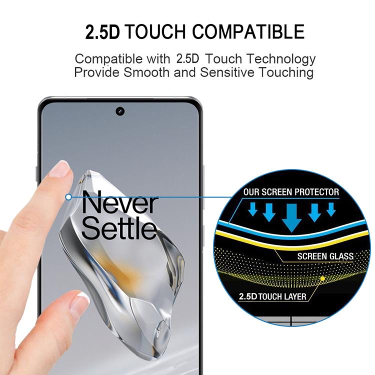 For OnePlus 12 Full Glue 9H HD 3D Curved Edge Tempered Glass Film - Black