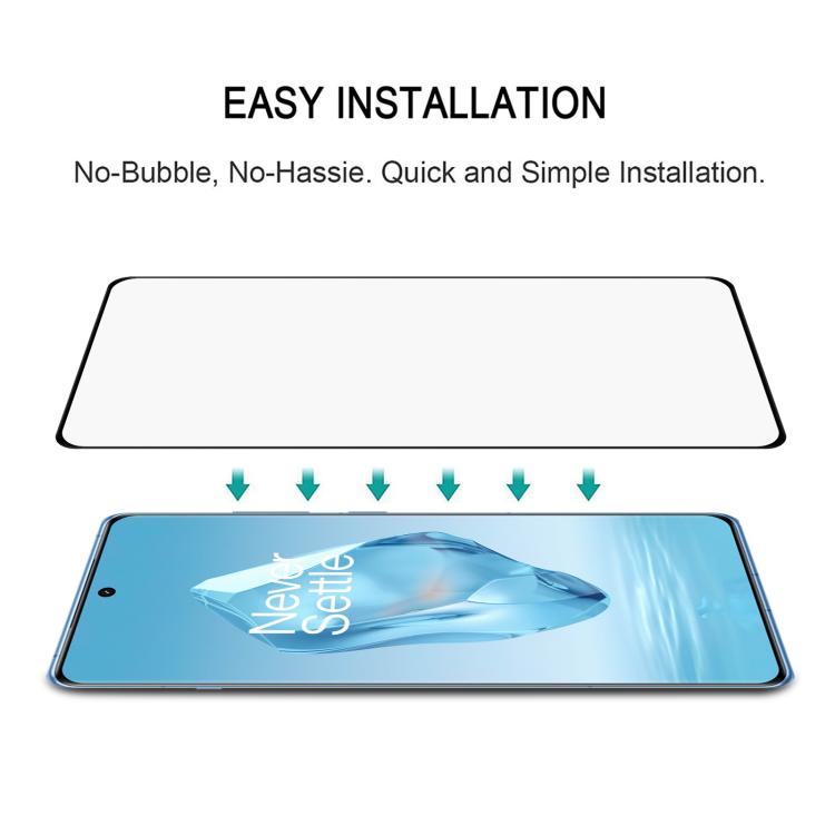 For OnePlus 12R Full Glue 9H HD 3D Curved Edge Tempered Glass Film - Black